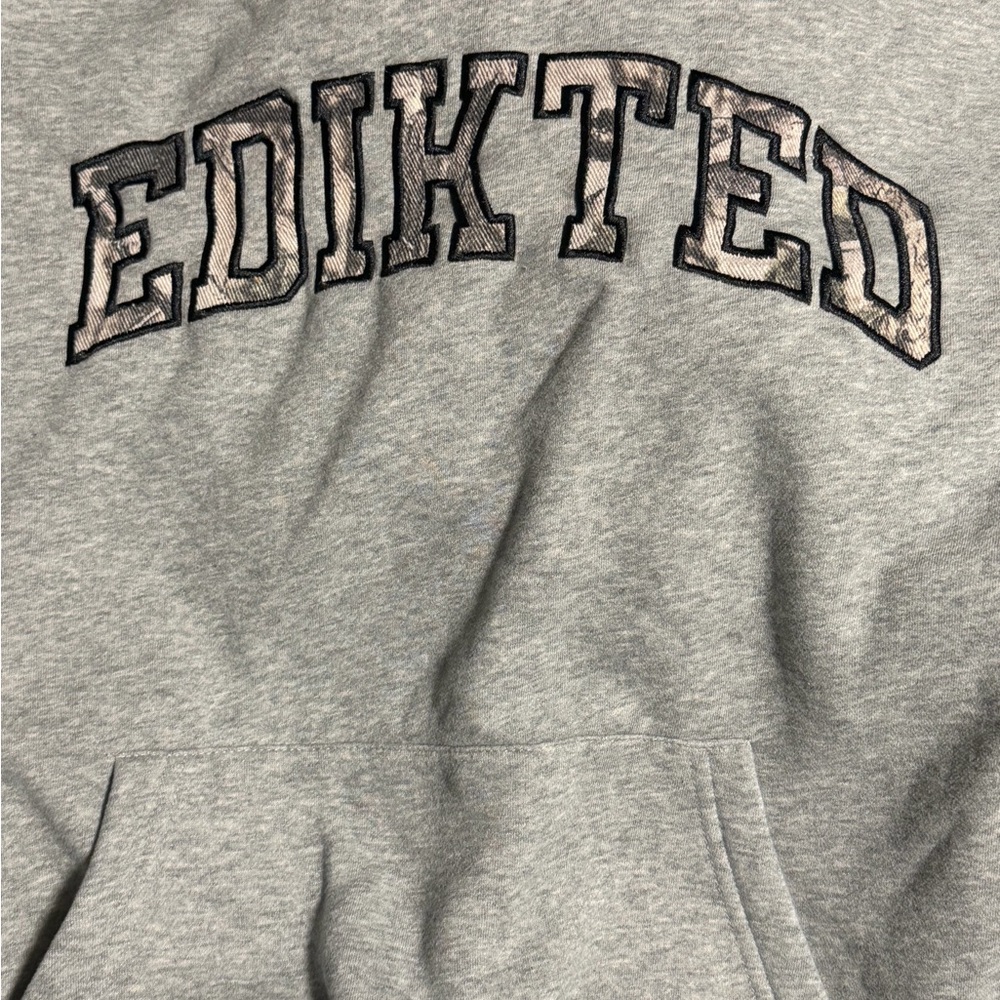 Heather Grey Edikted Camo Logo Hoodie